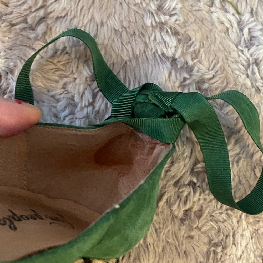 Free People Green Suede Espadrille Wedge Platforms - Picture 6 of 8